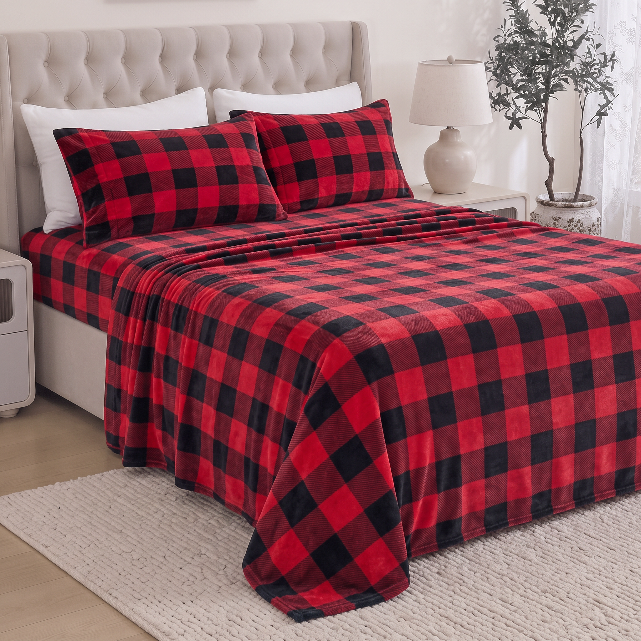 4-Piece Velvet Plush Flannel Sheet Set