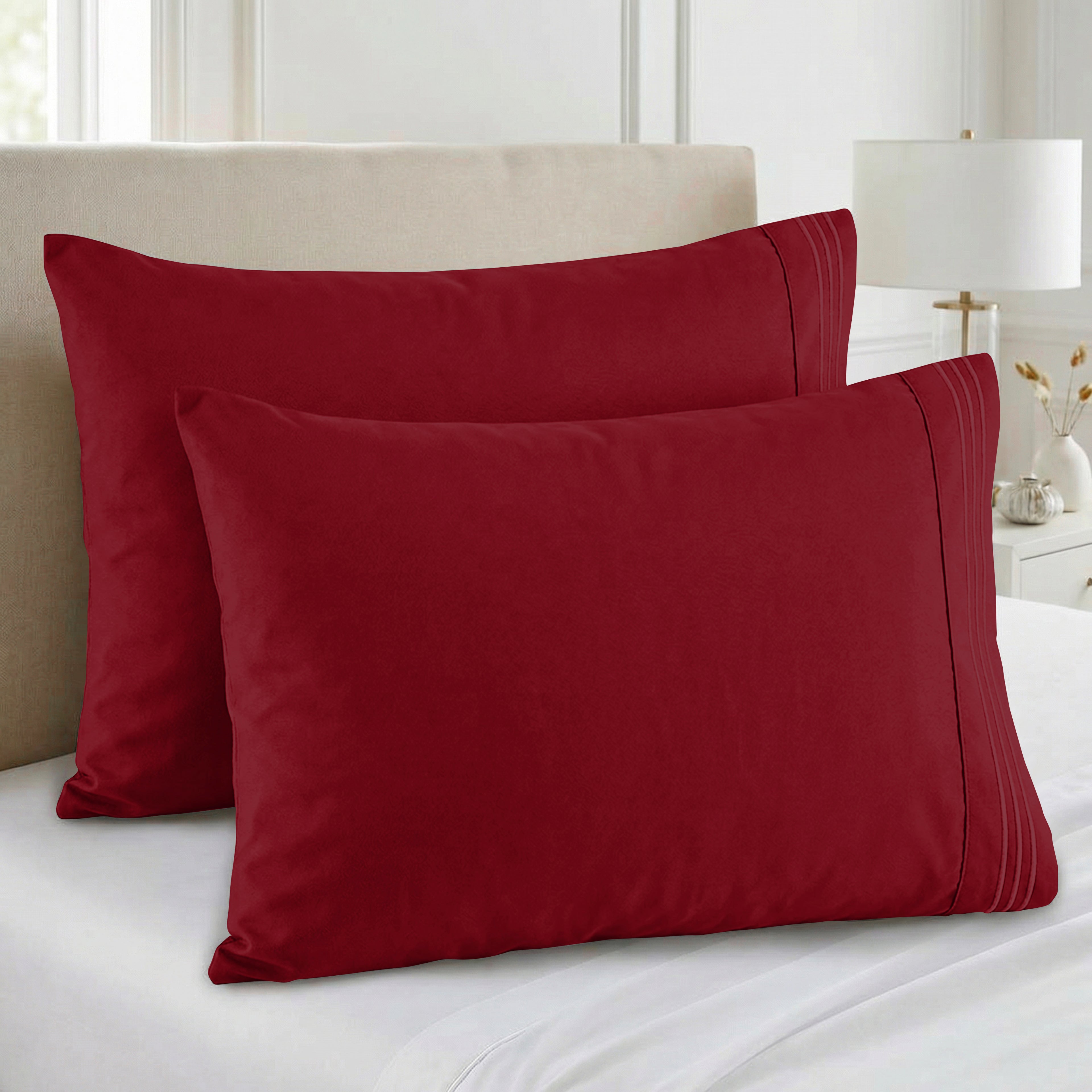 Set of 2 Pillowcases- 3 Line Embroidery