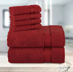 6-Piece Turkish Cotton 2 Lines Towel Set, 2 Washcloths, 2 Hand Towels and 2 Bath Towels