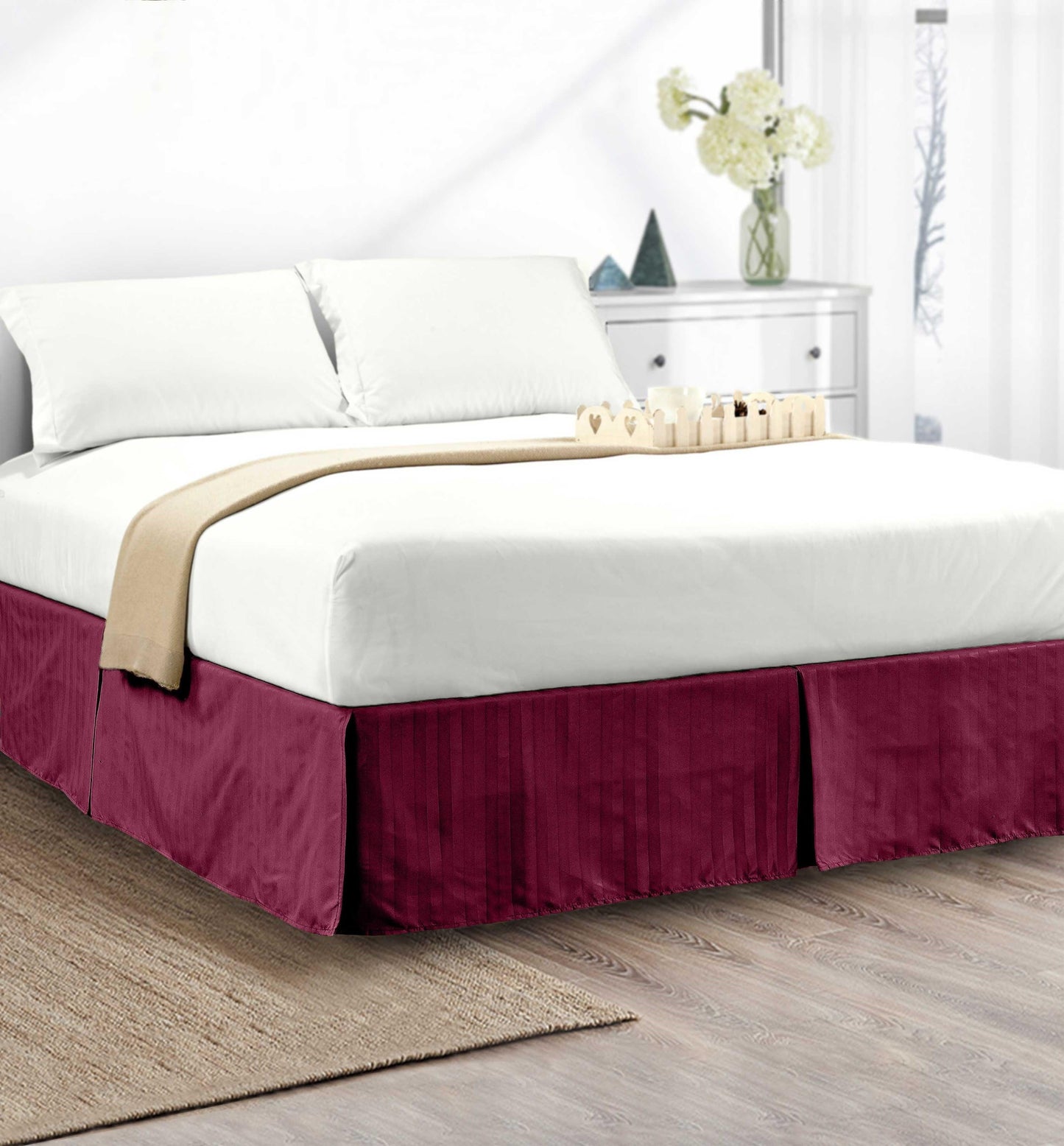 Elegant Comfort 1-Piece Stripe Bed Skirt - 14 inch Drop