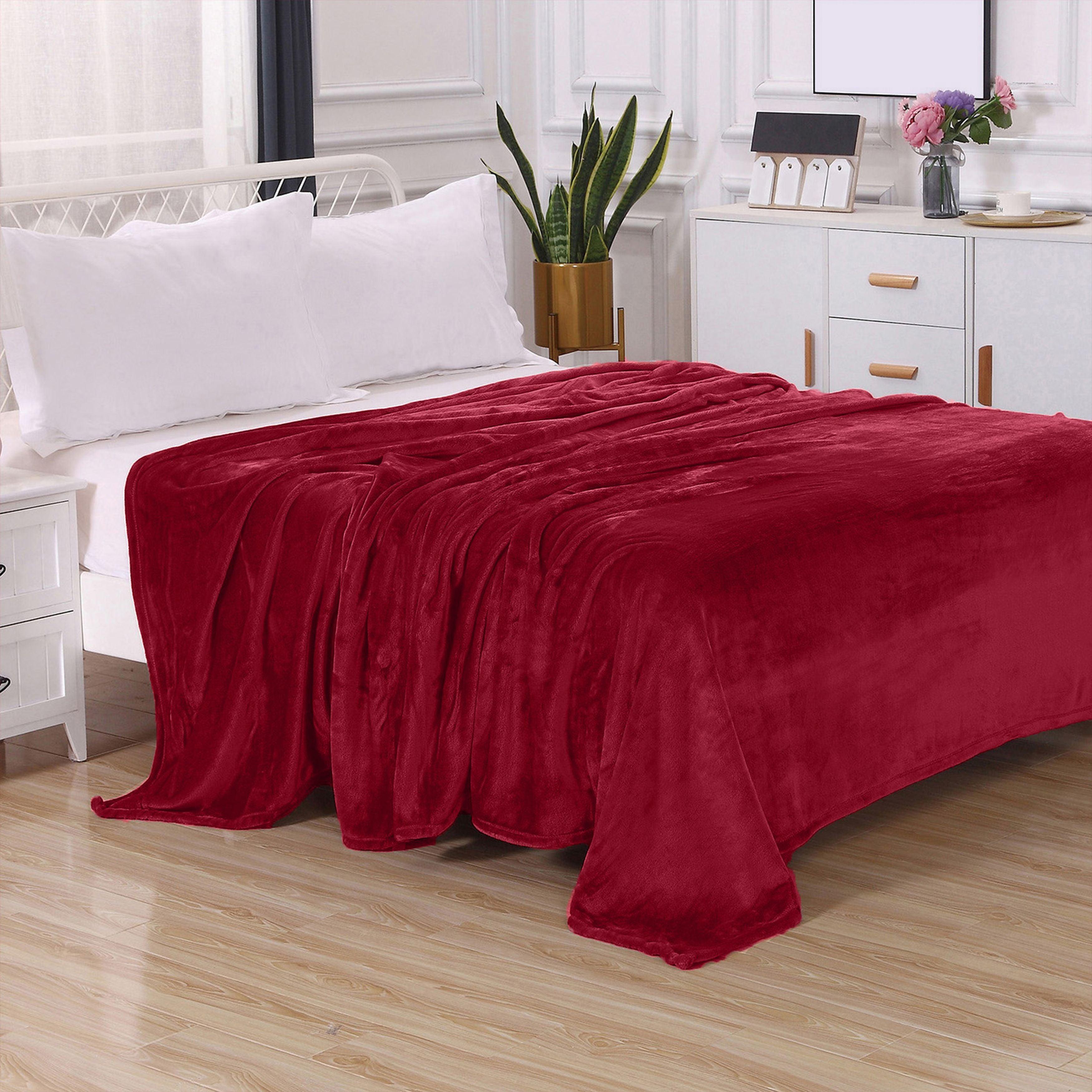 Velvet Plush Fleece Blanket Solid Color Design - Velour Blanket