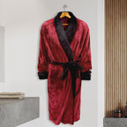 Men Shawl Collar Velvet Fleece Long Bathrobe