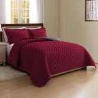 3-Piece Diamond Quilted Reversible Bedspread Coverlet Set