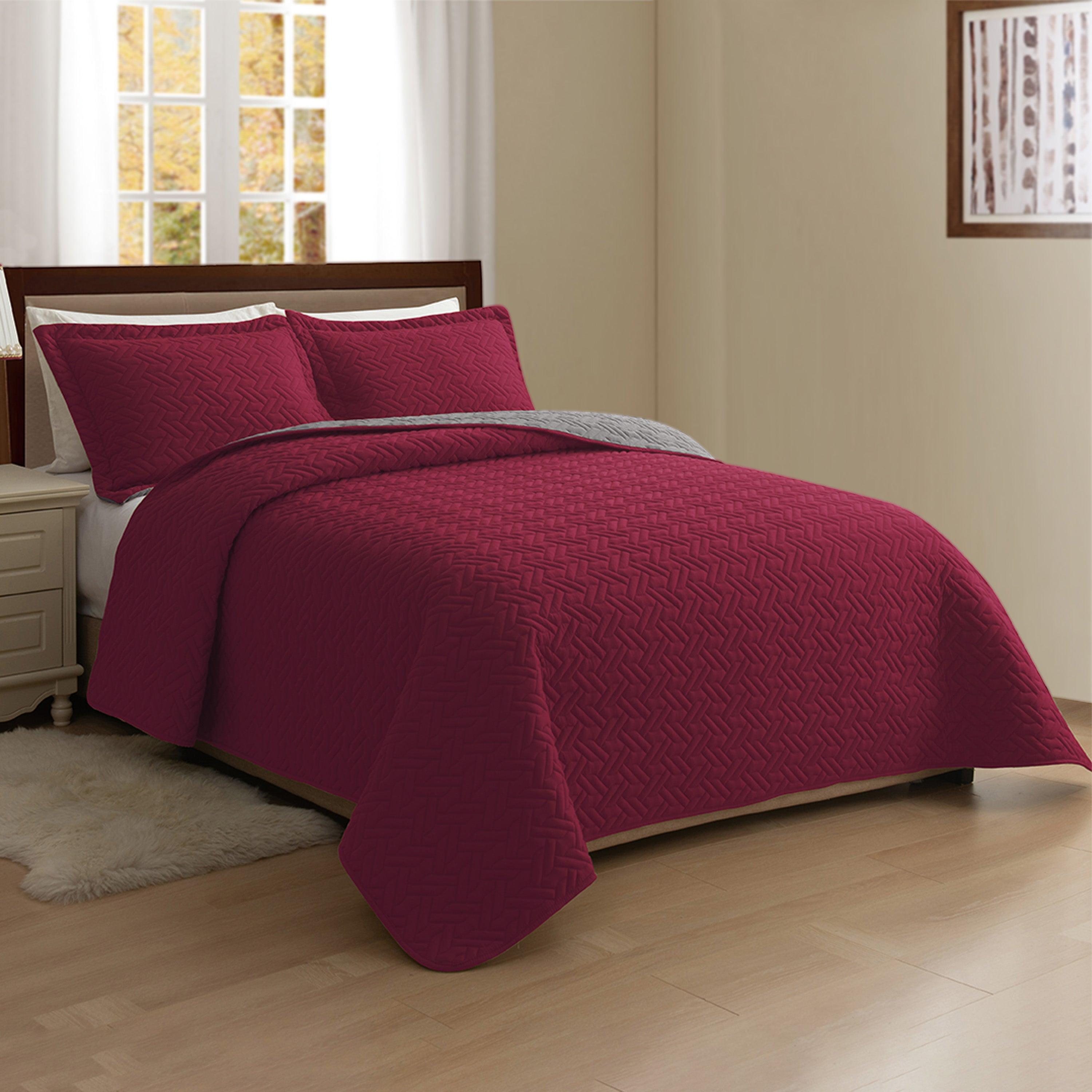 3-Piece Majestic Quilted Reversible Bedspread Coverlet Set
