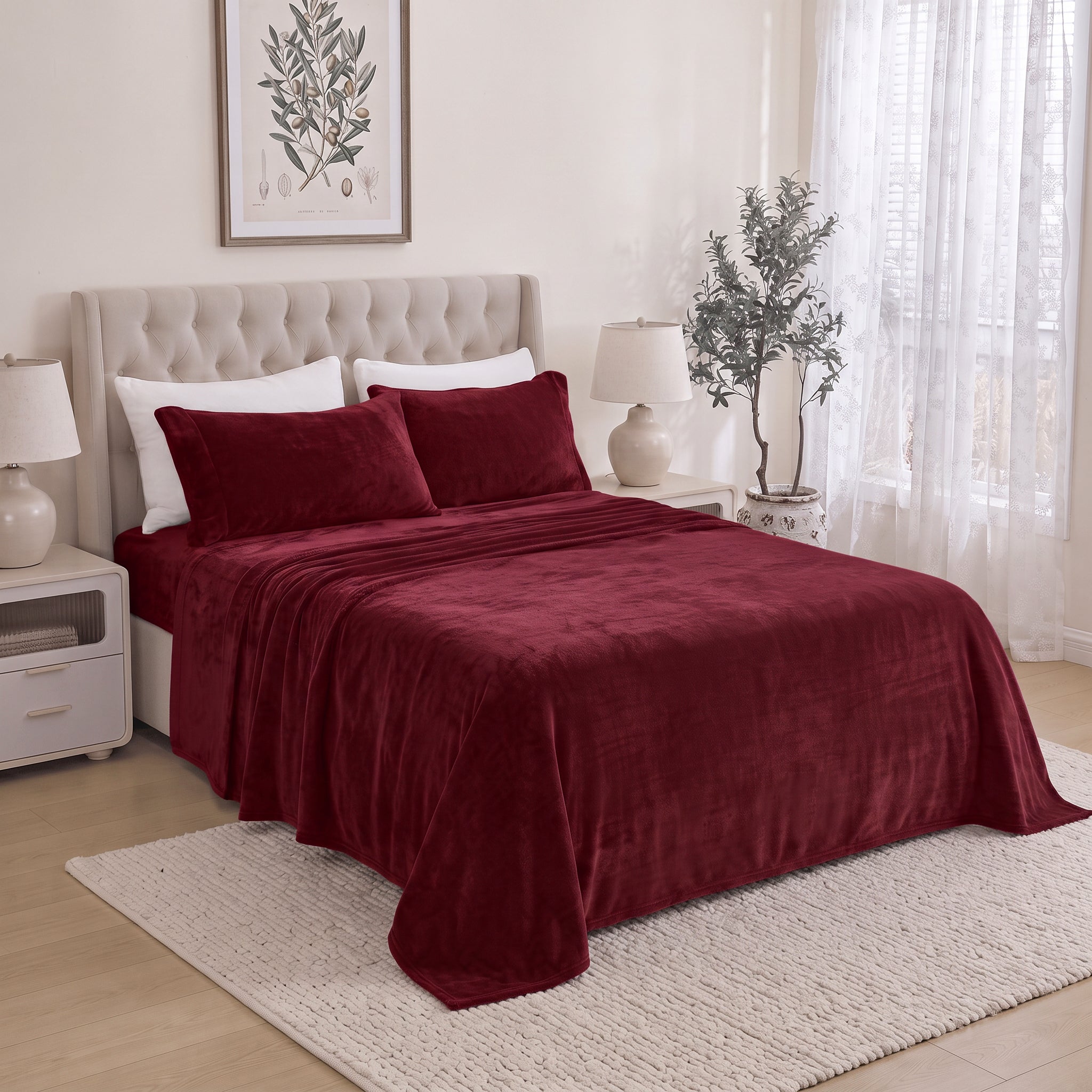 4-Piece Velvet Plush Flannel Sheet Set