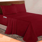 Extra deep 18-24 Inch Pocket 3 Line Embroidery, 4-Piece Sheet Set, Moody Shades