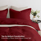 Essential 3-Piece Solid Duvet Cover Set