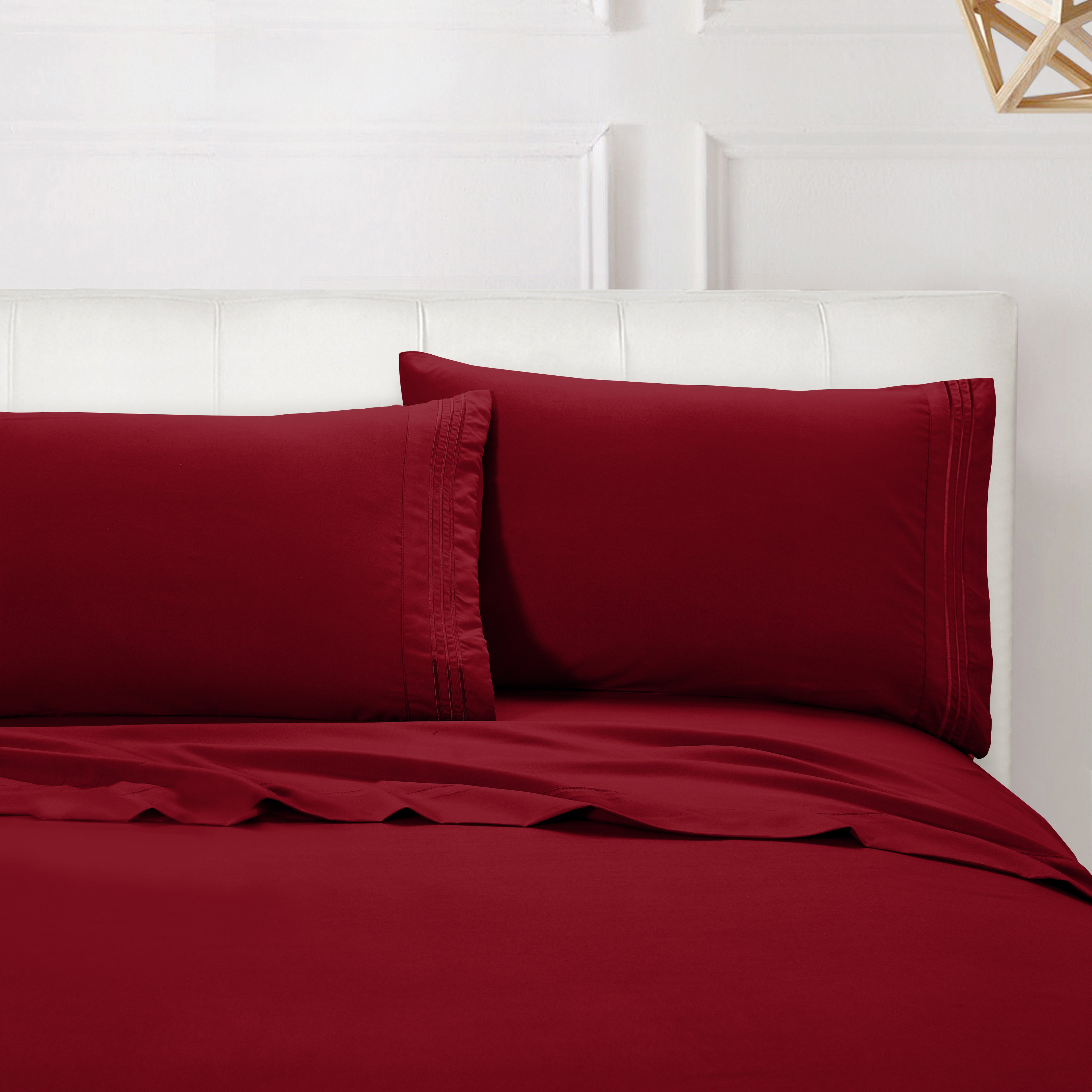 Essential 4-Piece 3-Line Embroidery Sheet Set, Soft as a Hotel Premium Quality,  Moody Shades