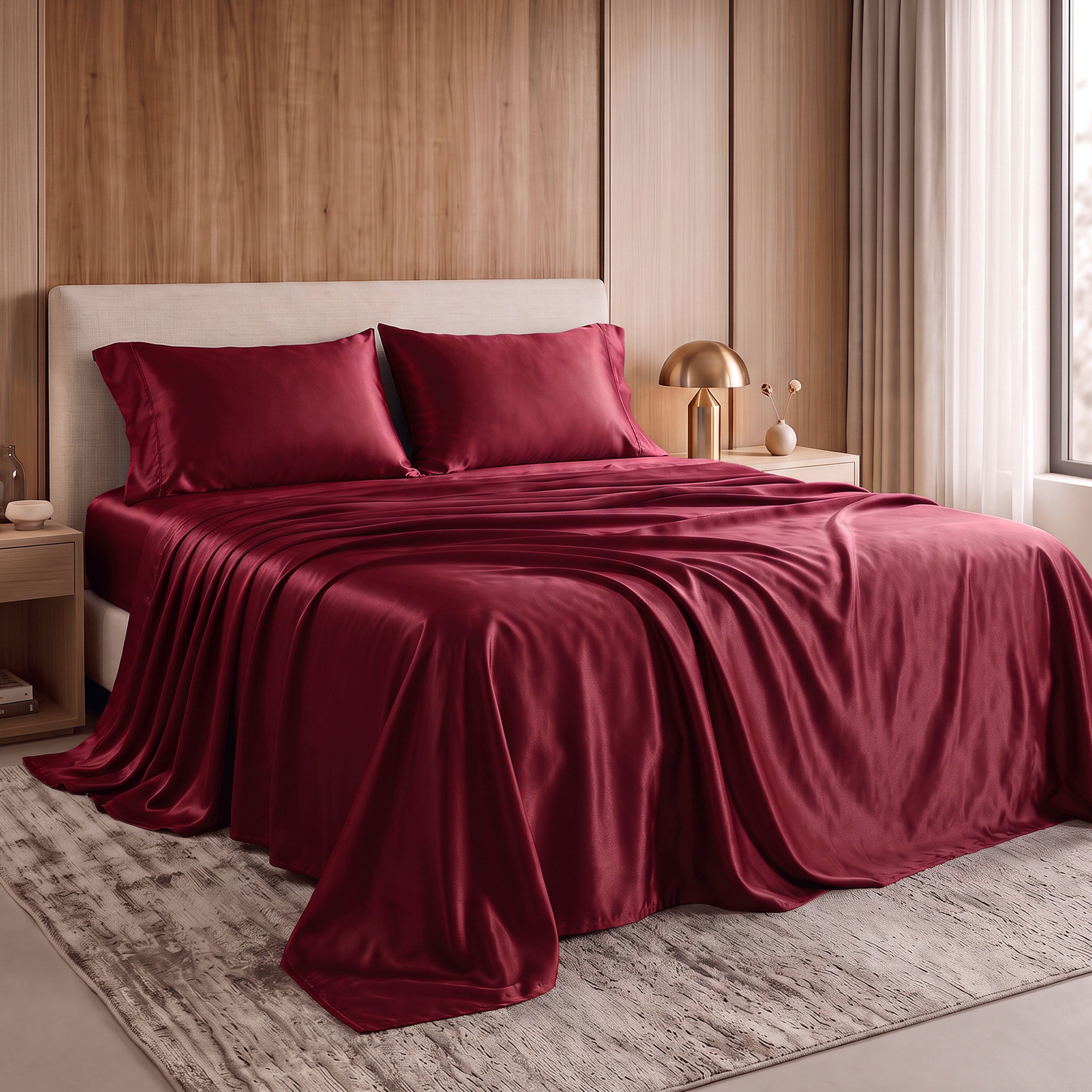 Fine 4-Piece Silky Satin Sheet Set, Moody Shades