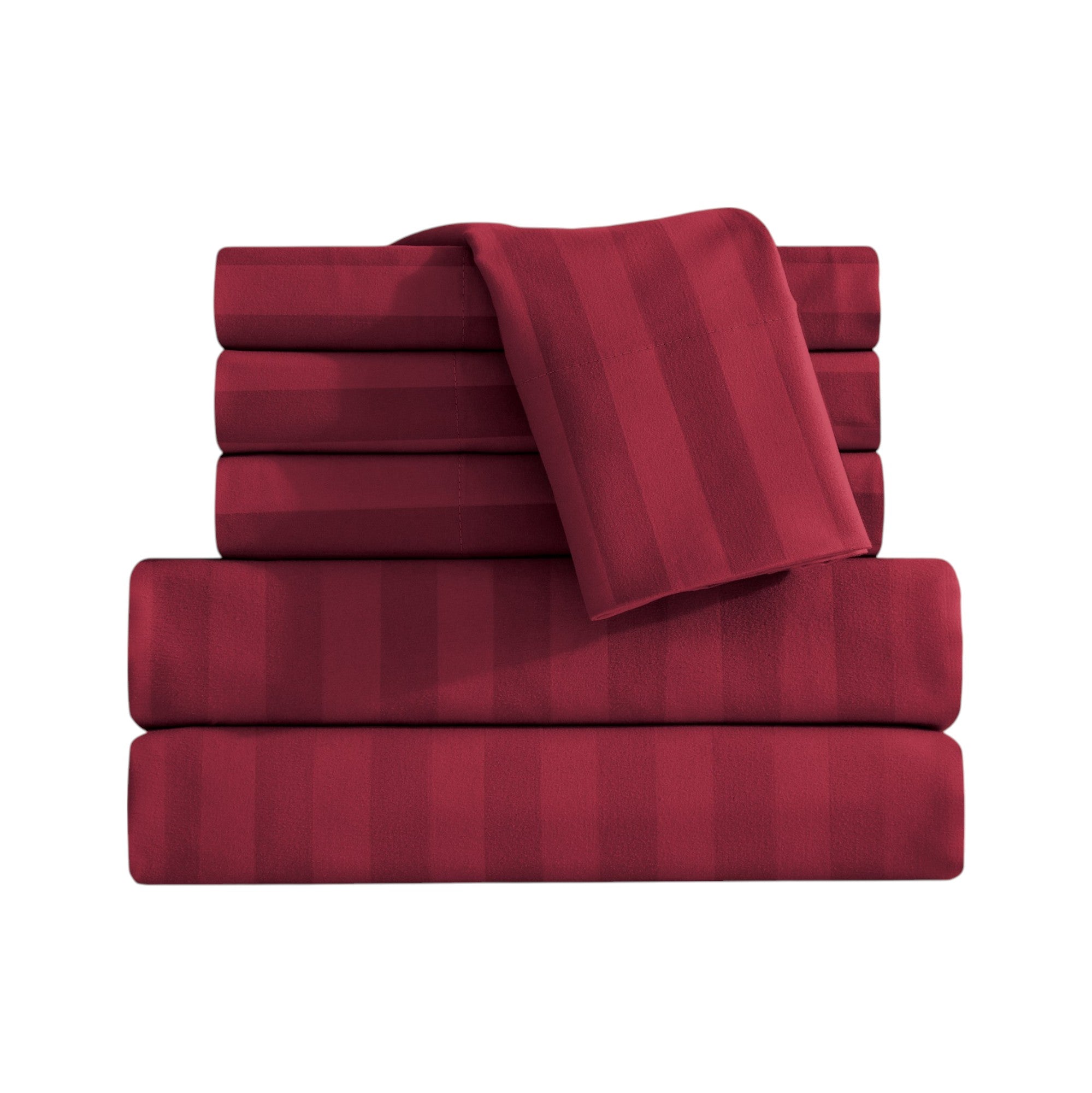 6-Piece Dobby Stripe Printed Bed Sheet Set- Soft as a Hotel Premium Quality