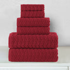 6-Piece Turkish Cotton Braided Towel Set, 2 Washcloths, 2 Hand Towels and 2 Bath Towels