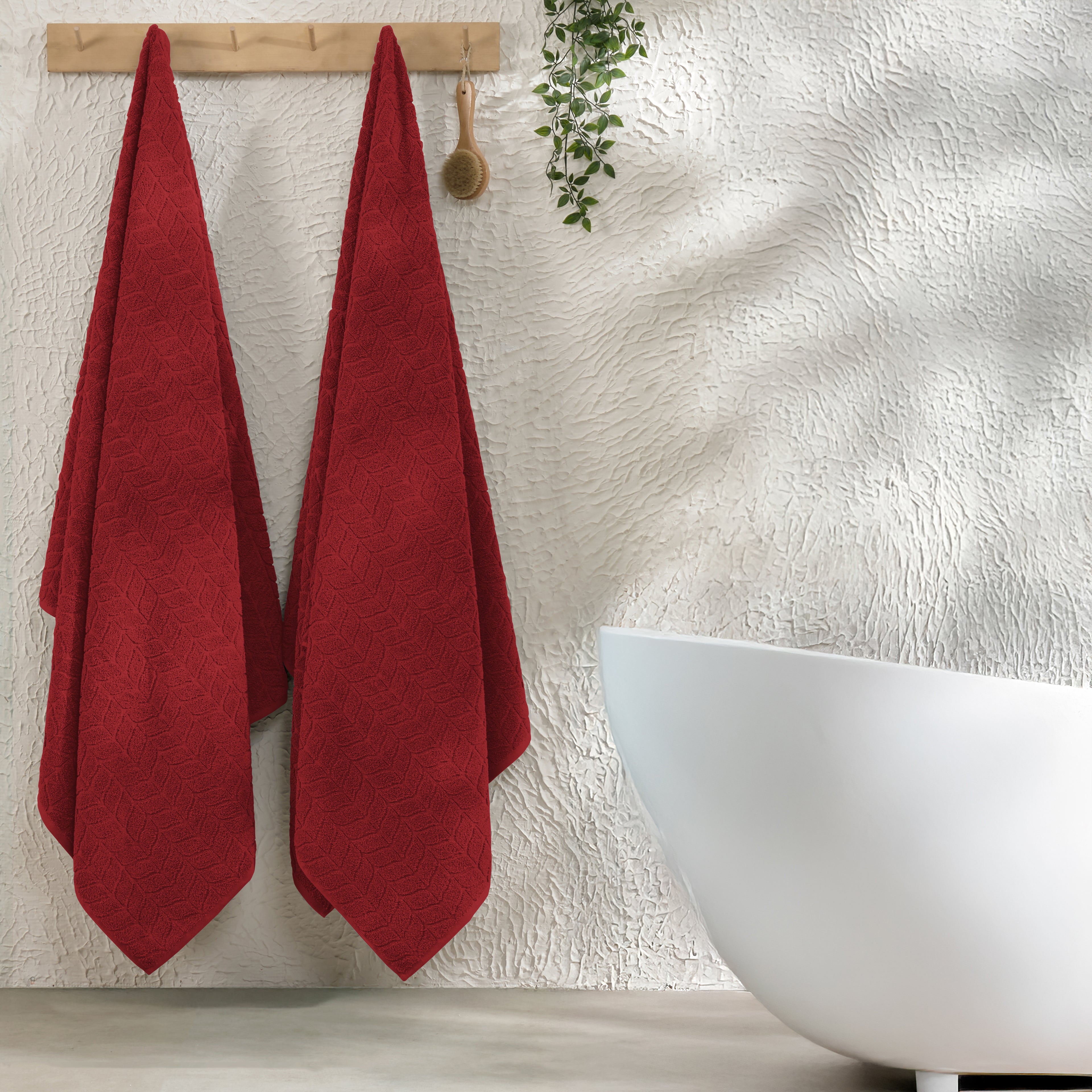 2-Pack Premium Turkish Cotton Braided Bath Towel Set, 27 x 54 inch