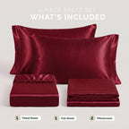 Fine 4-Piece Silky Satin Sheet Set, Moody Shades
