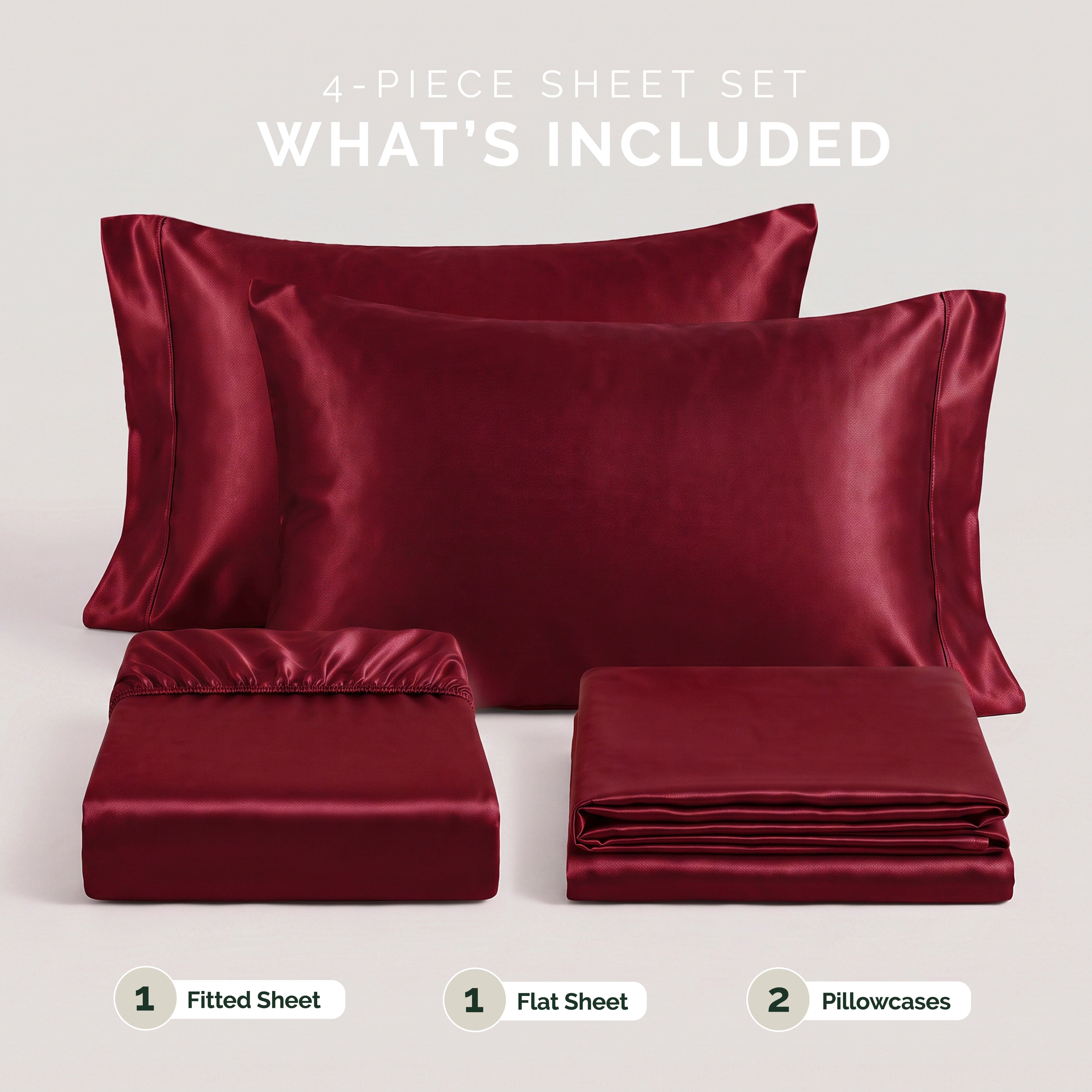 Fine 4-Piece Silky Satin Sheet Set, Moody Shades