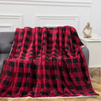 Buffalo Plaid Flannel Fleece Sherpa Throw Blanket