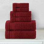 6-Piece Turkish Cotton Three Line Popcorn Towel Set, 2 Washcloths, 2 Hand Towels and 2 Bath Towels