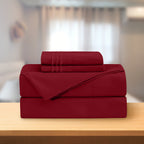 Essential 4-Piece 3-Line Embroidery Sheet Set, Soft as a Hotel Premium Quality,  Moody Shades