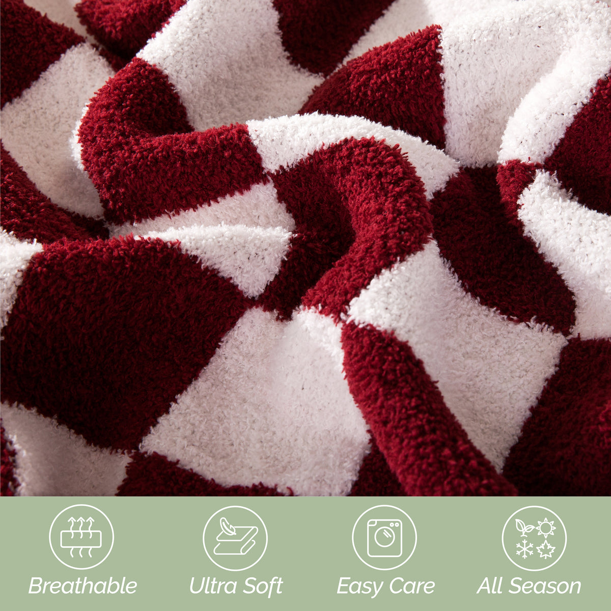 50" x 70"  Ultra Soft Checkered Knitted Throw Blanket