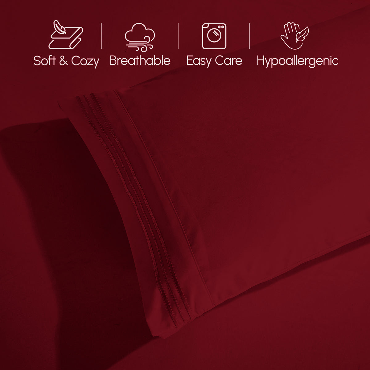 Essential 6-Piece 3-Line Embroidery Sheet Set, Soft as a Hotel Premium Quality,  Moody Shades