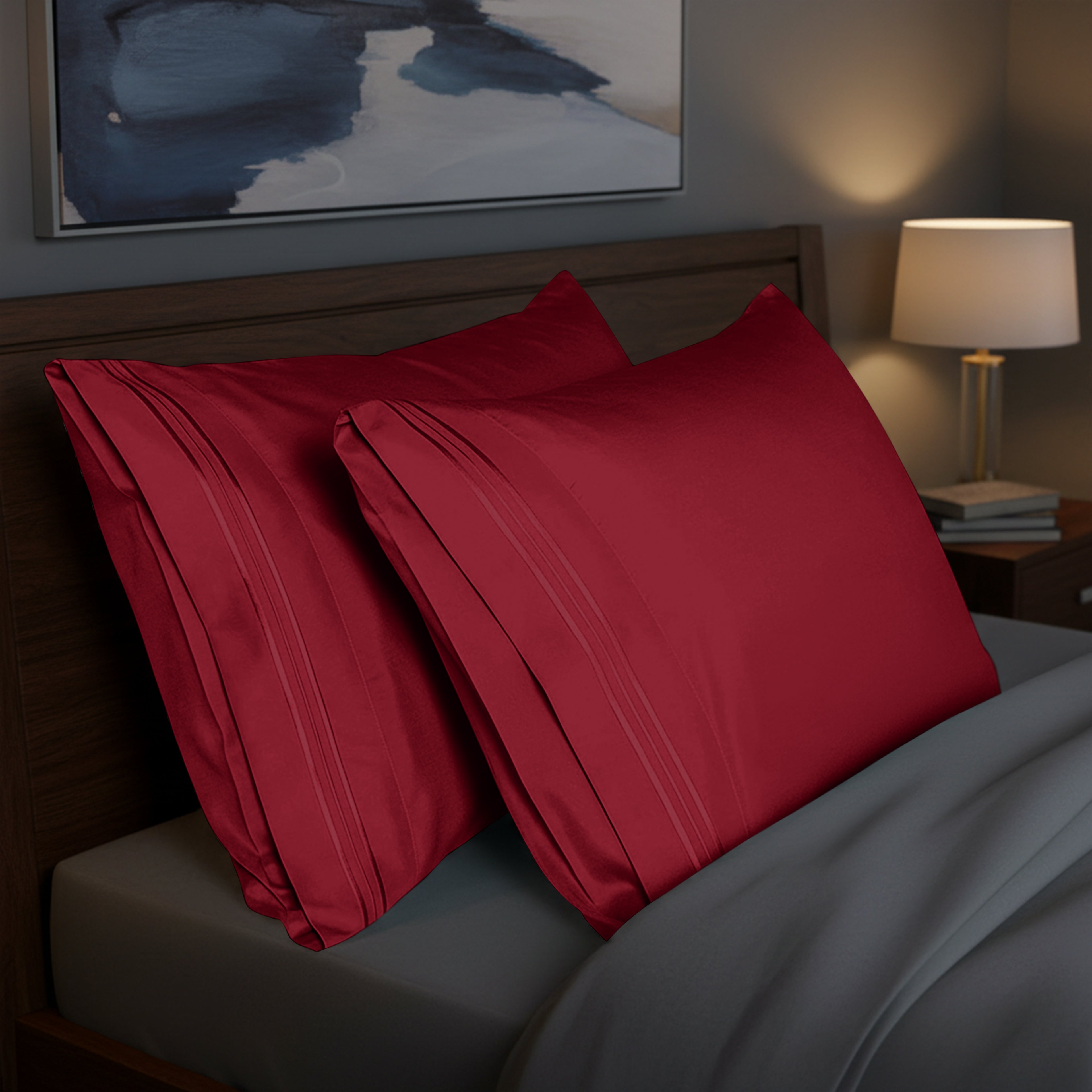 Set of 2 Pillowcases- 3 Line Embroidery
