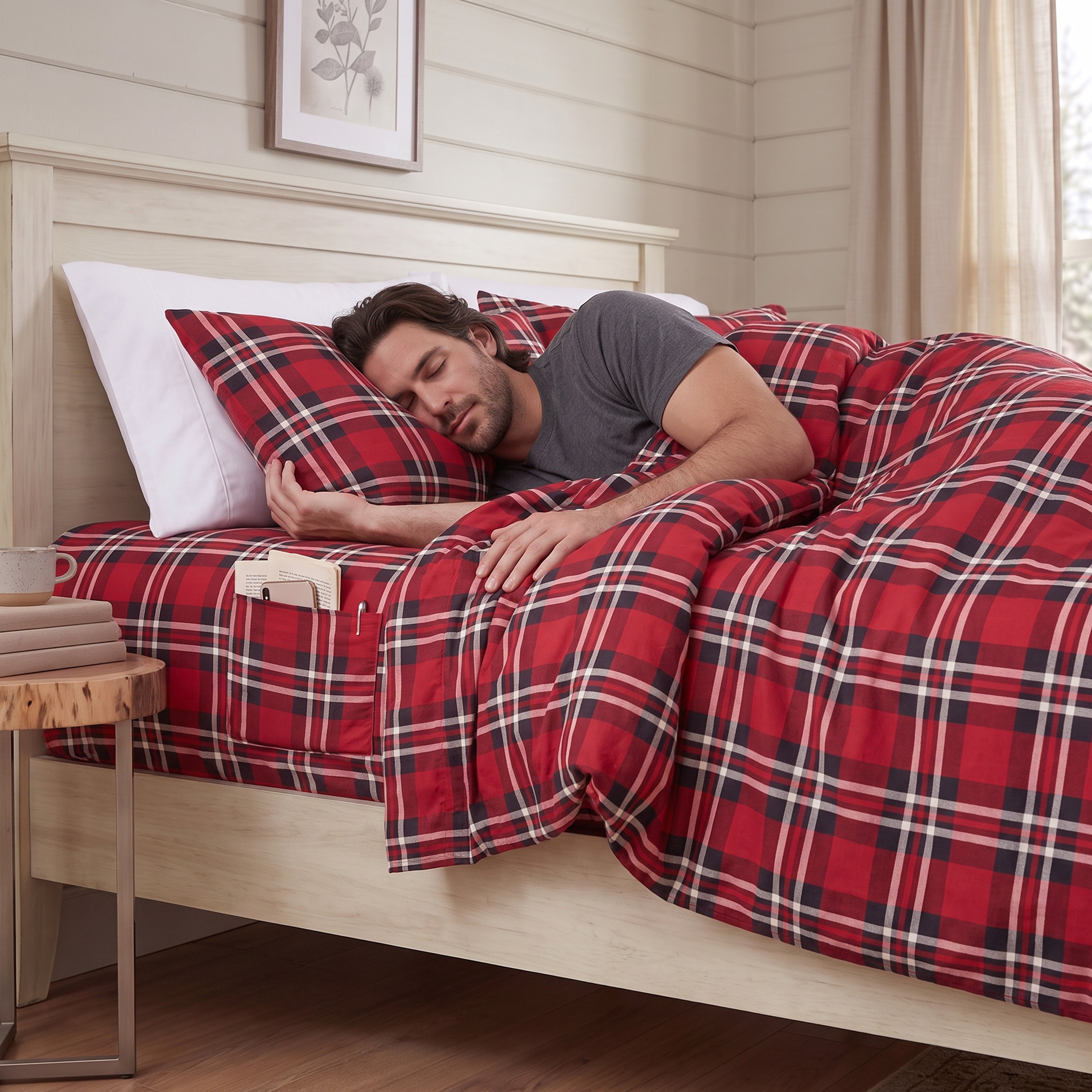 6-Piece Plaid Pattern Bed Sheet Set - Soft as a Hotel Premium Quality