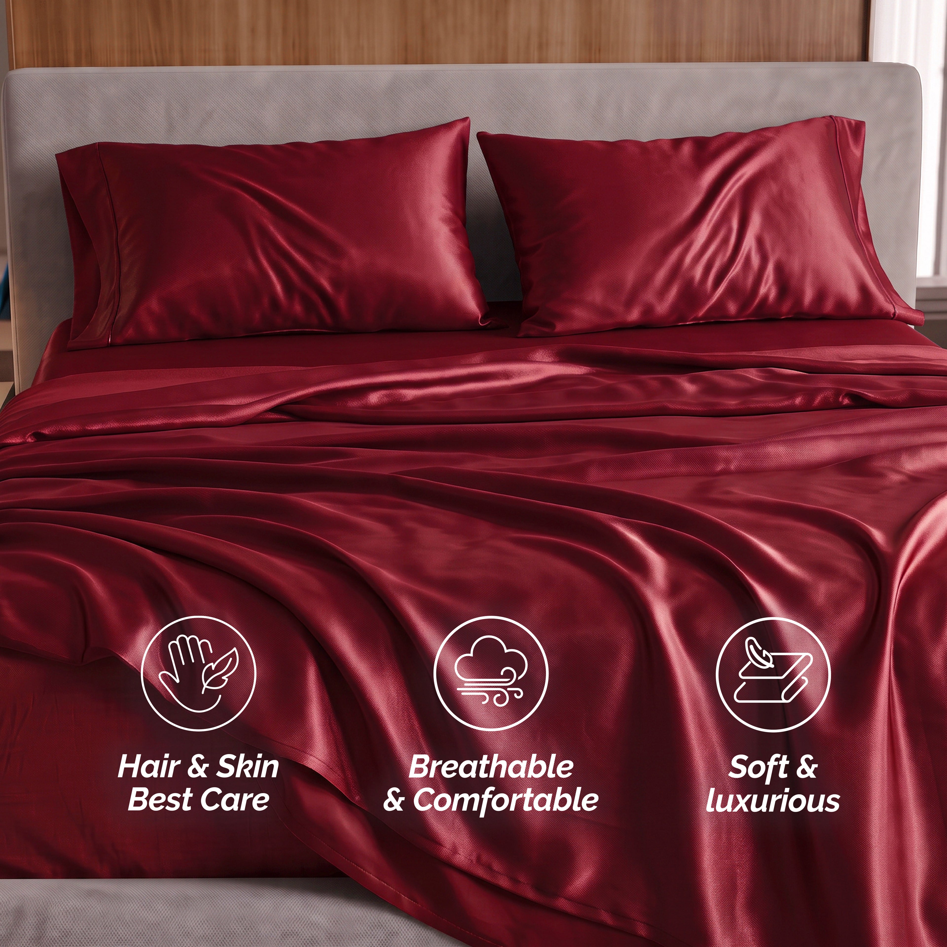 Fine 4-Piece Silky Satin Sheet Set, Moody Shades