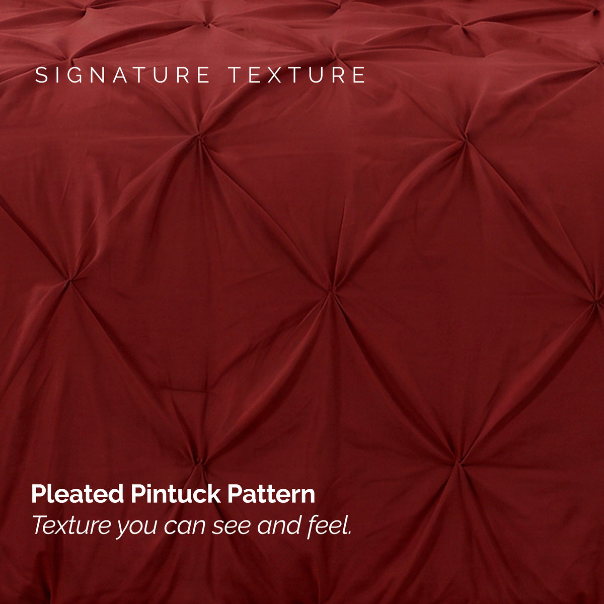 Pinch Pleated Pintuck Pattern, 3-Piece Duvet Cover Set - Features Corner Ties