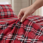 6-Piece Plaid Pattern Bed Sheet Set - Soft as a Hotel Premium Quality