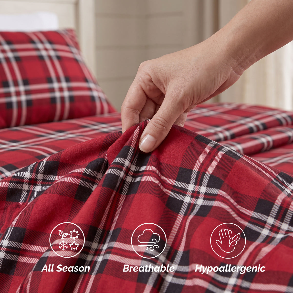 6-Piece Plaid Pattern Bed Sheet Set - Soft as a Hotel Premium Quality