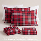 6-Piece Plaid Pattern Bed Sheet Set - Soft as a Hotel Premium Quality