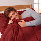 Pinch Pleated Pintuck Pattern, 3-Piece Duvet Cover Set - Features Corner Ties