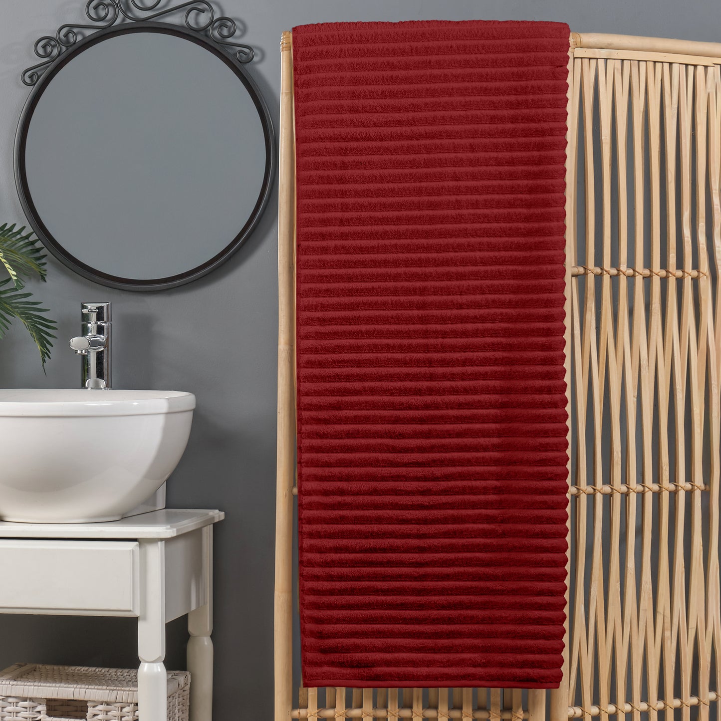 Elegant Comfort 1-Piece Premium Turkish Cotton Corduroy Stripe Oversized Bath Sheet Towel 40 x 80 Inch