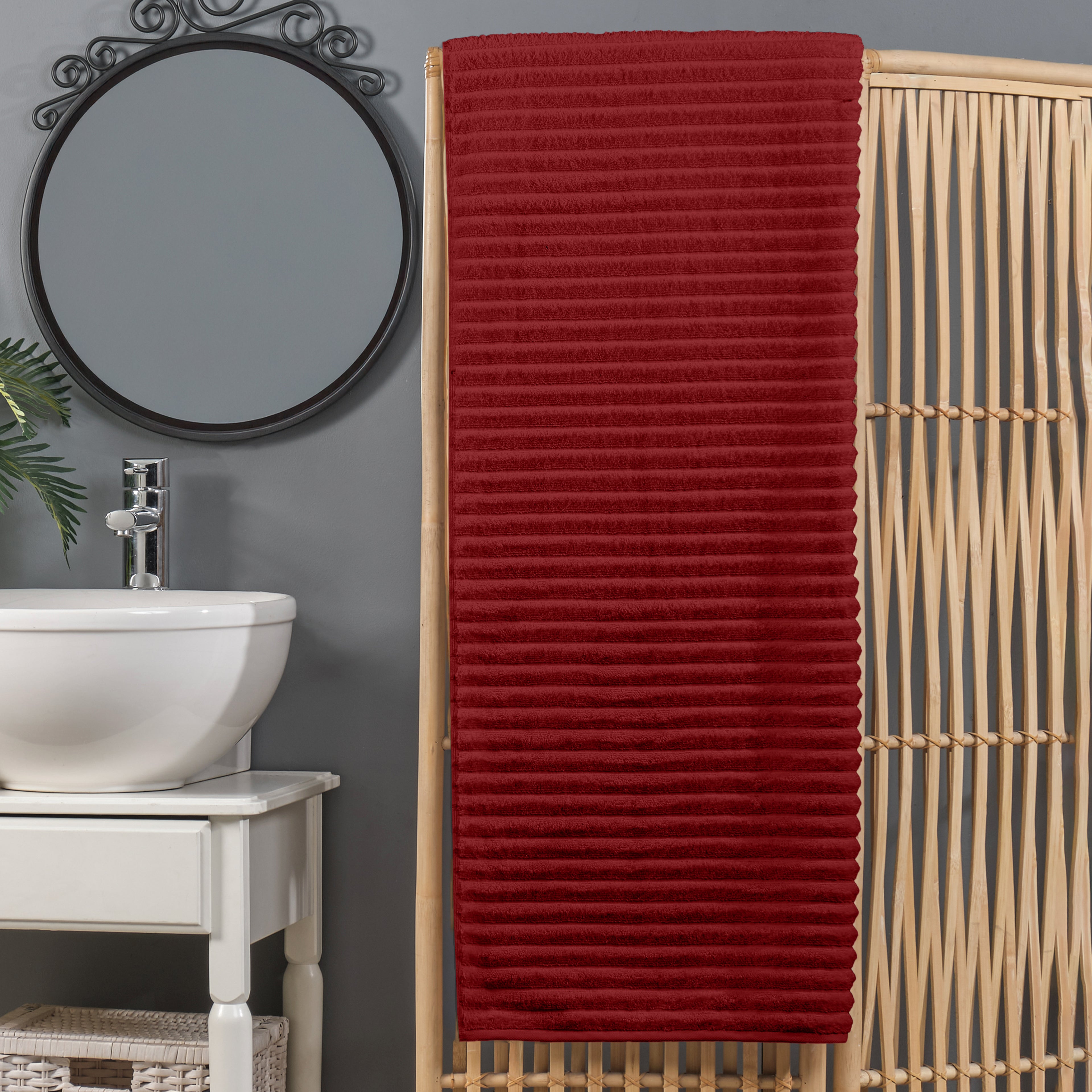 1-Piece Premium Turkish Cotton Corduroy Stripe Oversized Bath Sheet Towel 40 x 80 Inch