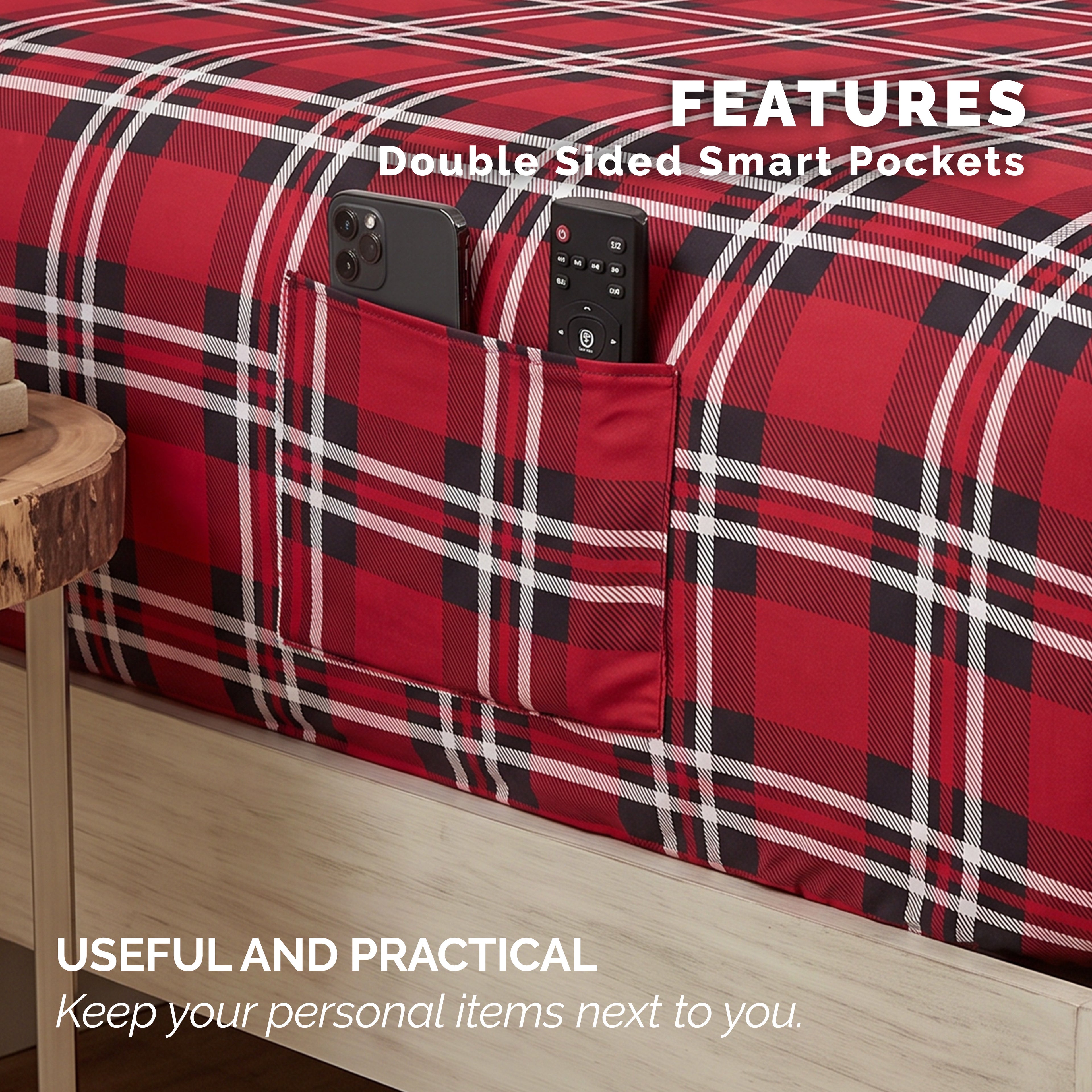 6-Piece Plaid Pattern Bed Sheet Set - Soft as a Hotel Premium Quality