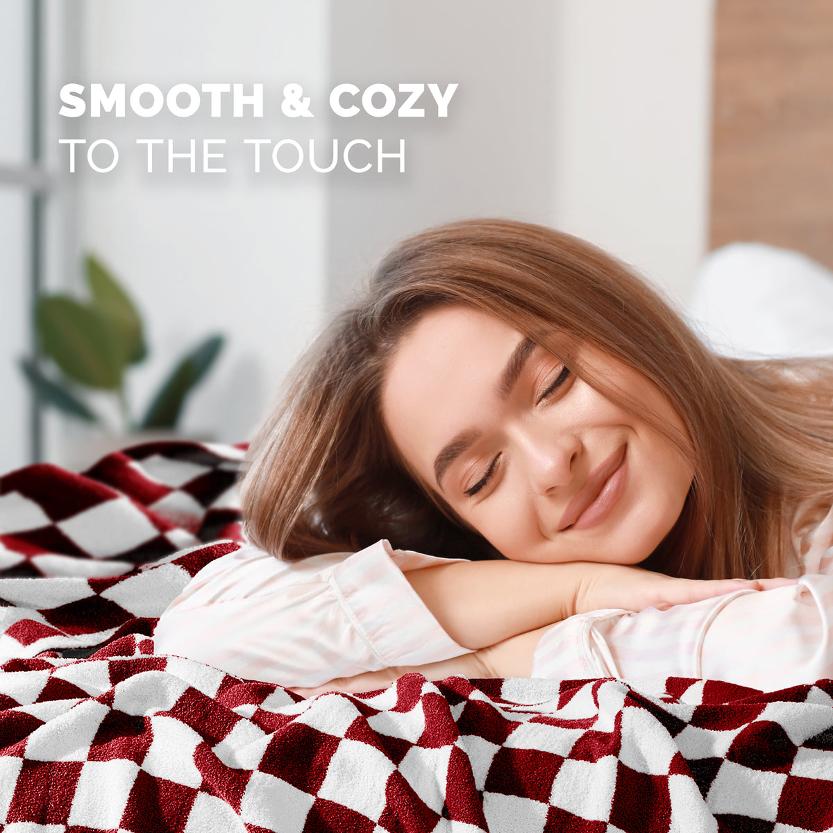50" x 70"  Ultra Soft Checkered Knitted Throw Blanket