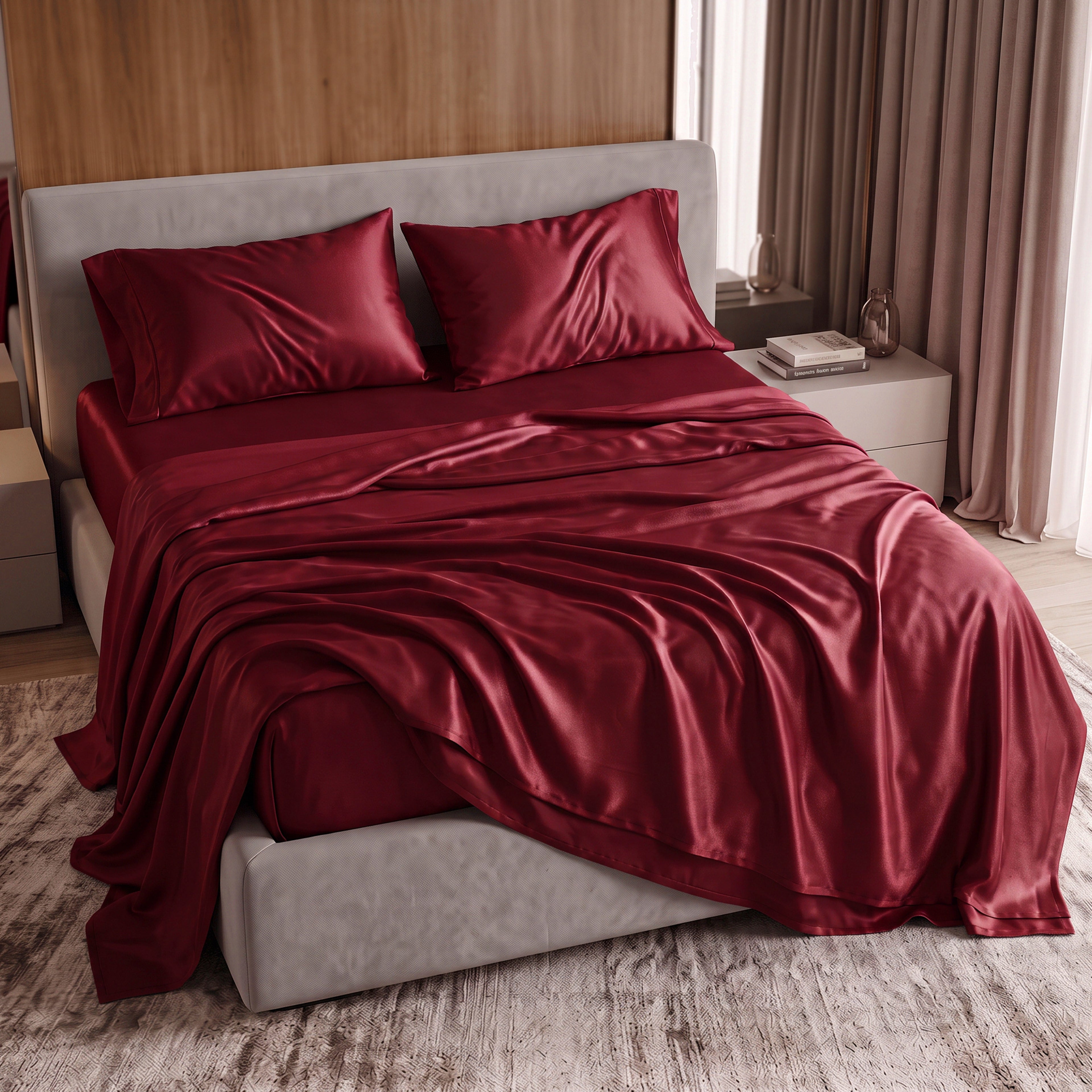 Fine 4-Piece Silky Satin Sheet Set, Moody Shades
