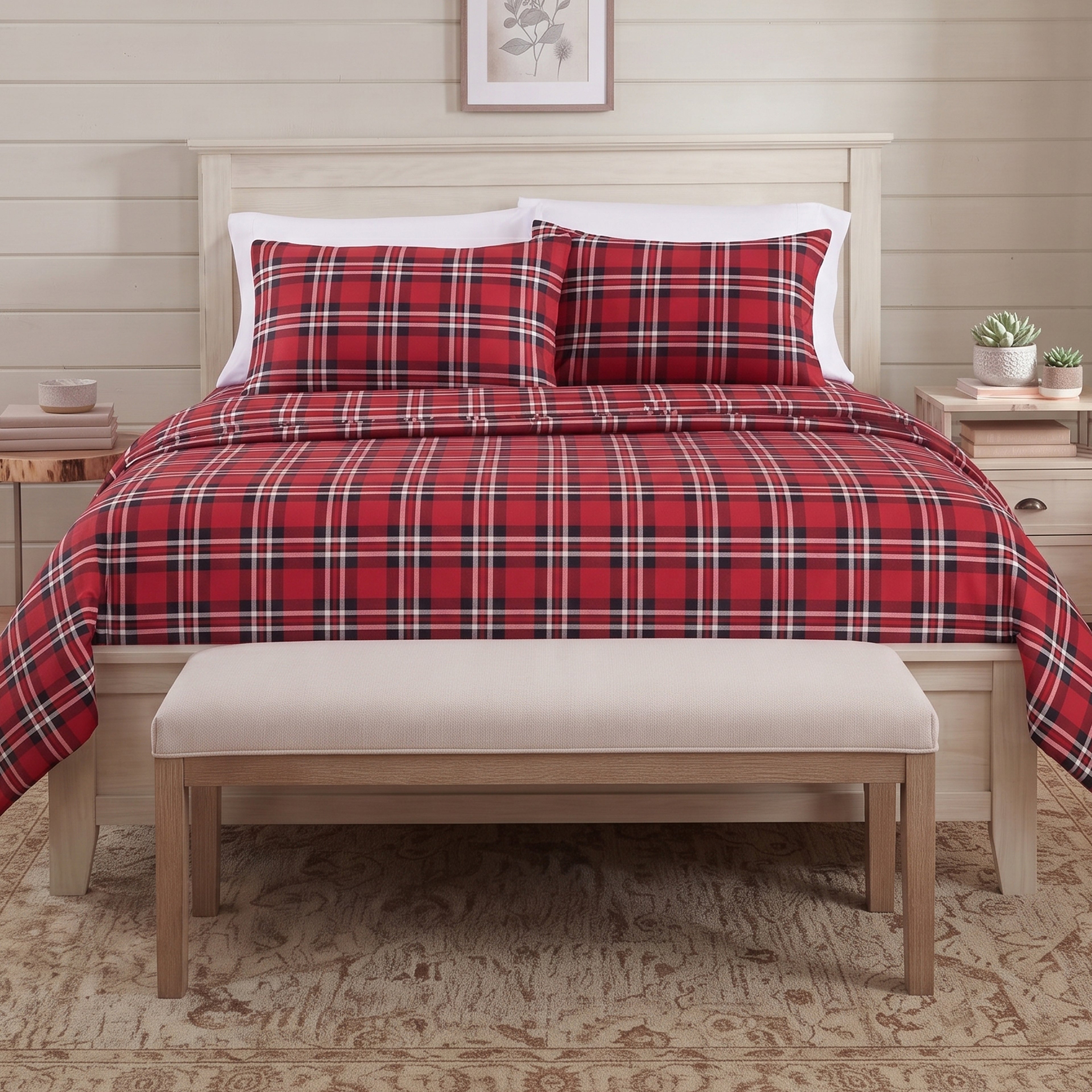 6-Piece Plaid Pattern Bed Sheet Set - Soft as a Hotel Premium Quality