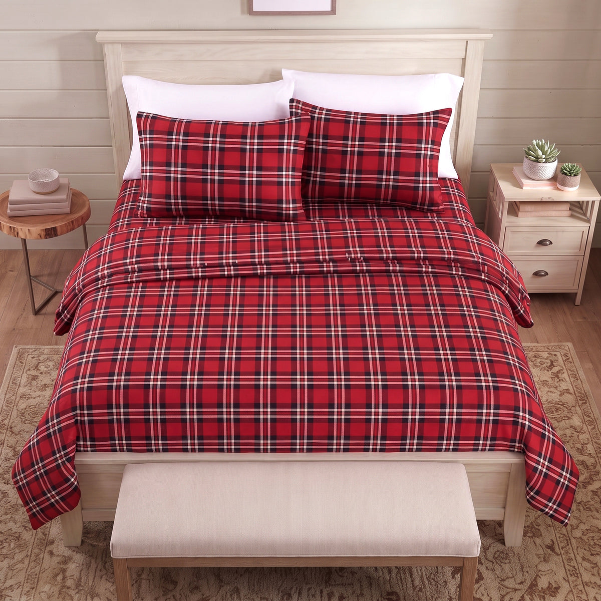 6-Piece Plaid Pattern Bed Sheet Set - Soft as a Hotel Premium Quality