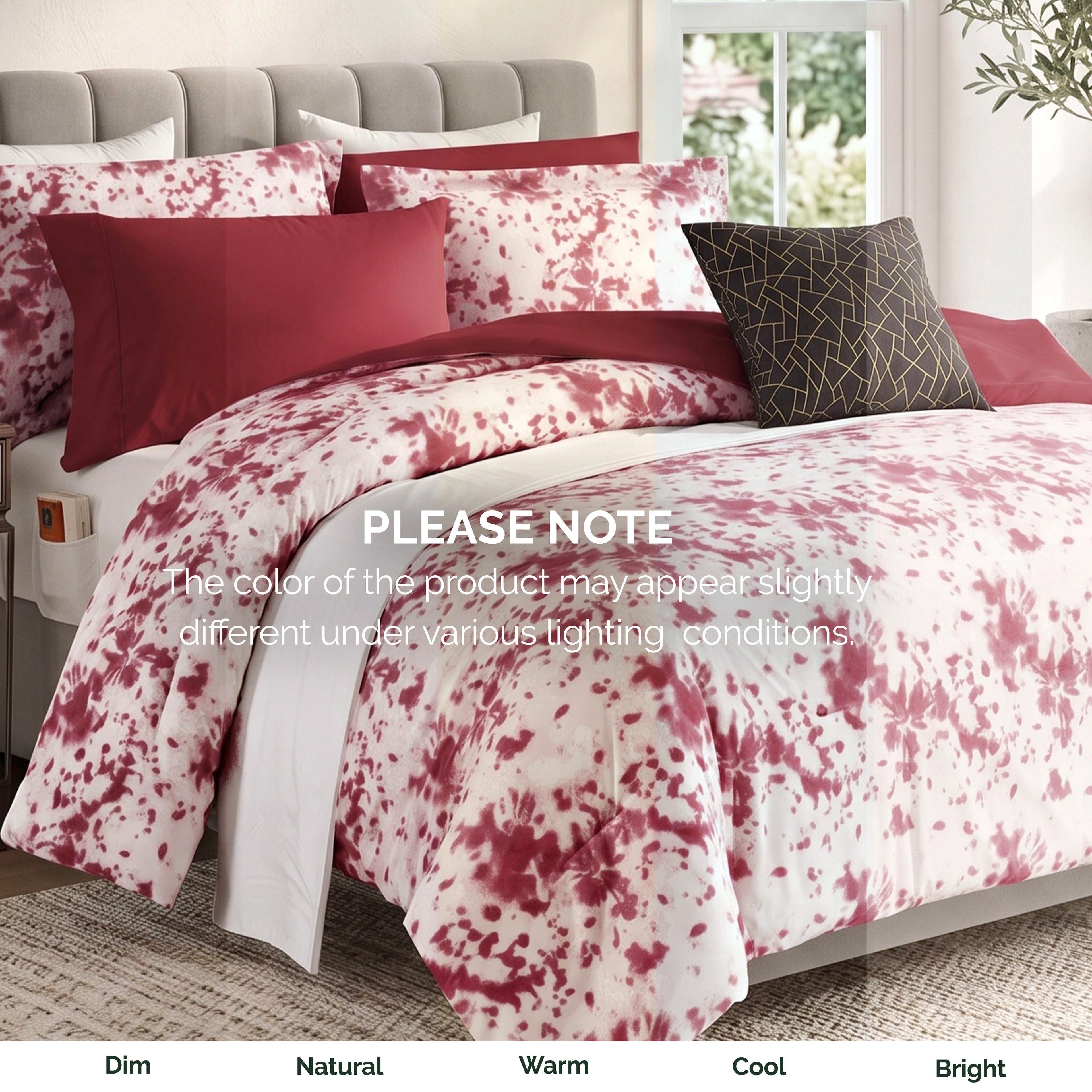 10-Piece Tie-Dye Comforter Set, Includes 6-Piece Sheet Set with Double Sided Storage Pockets