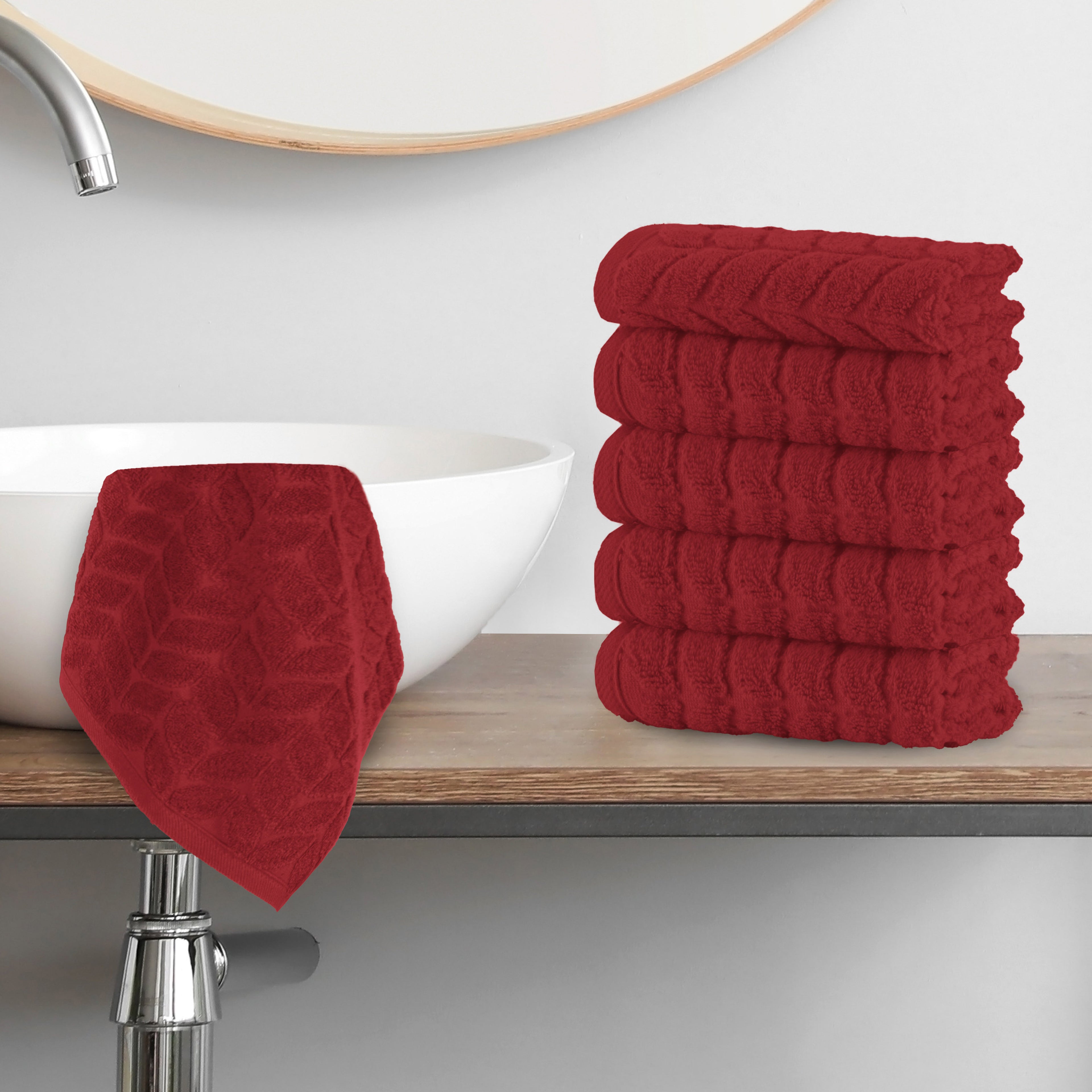 6-Pack Premium Turkish Cotton Braided Washcloths Set, 13 x 13 inch