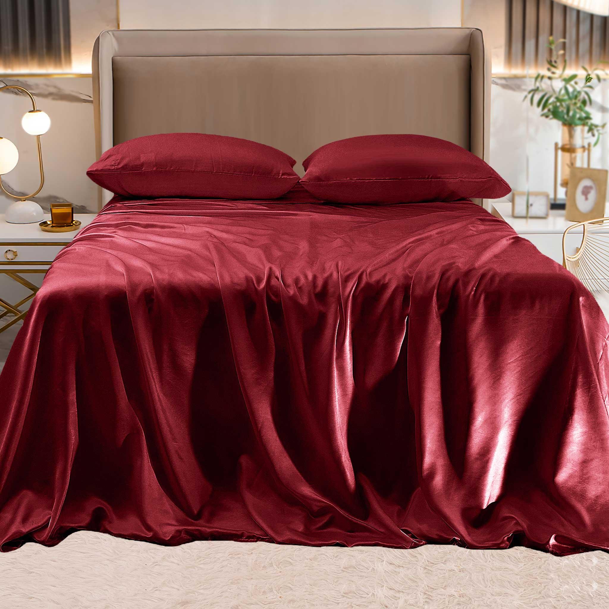 Fine 4-Piece Silky Satin Sheet Set, Moody Shades