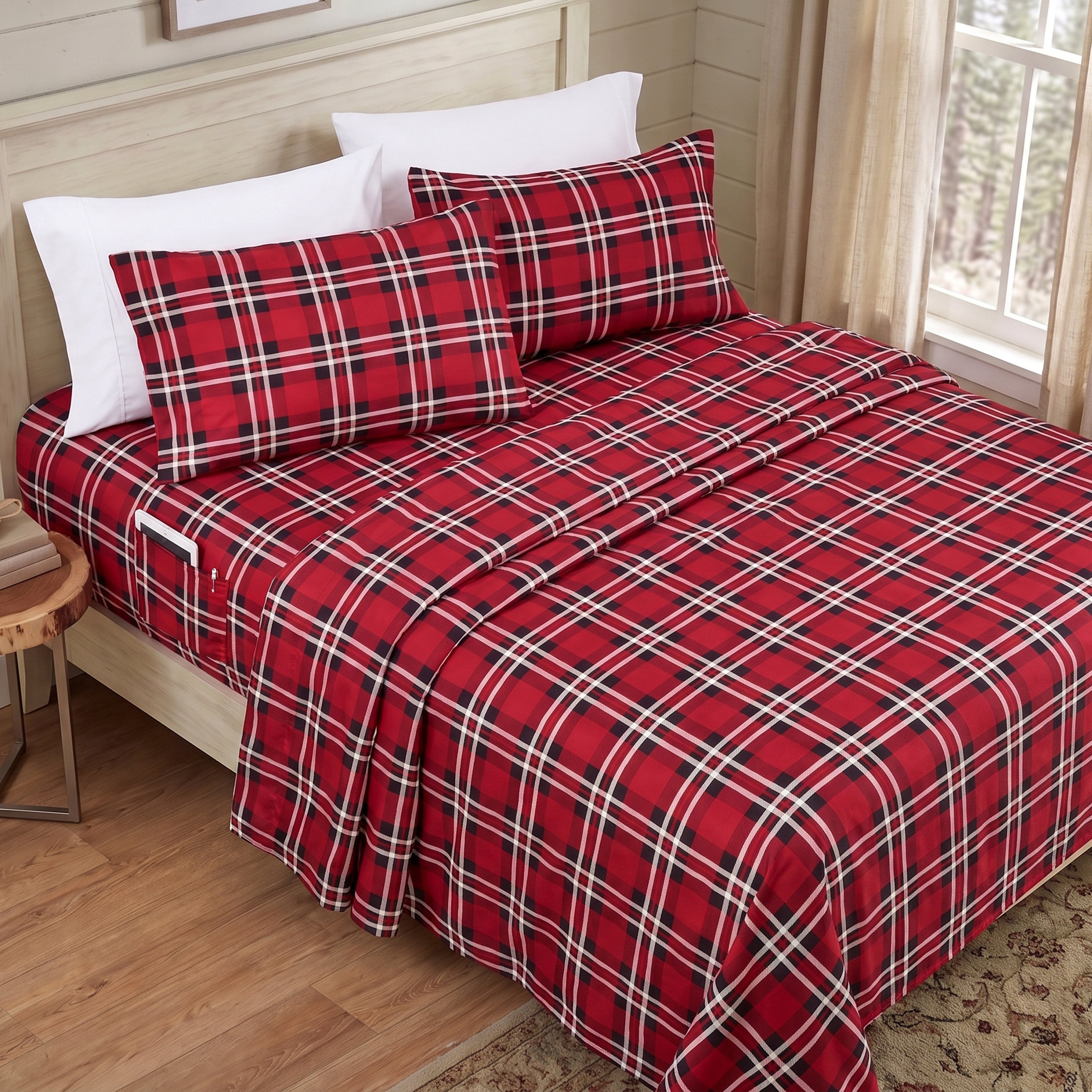 6-Piece Plaid Pattern Bed Sheet Set - Soft as a Hotel Premium Quality