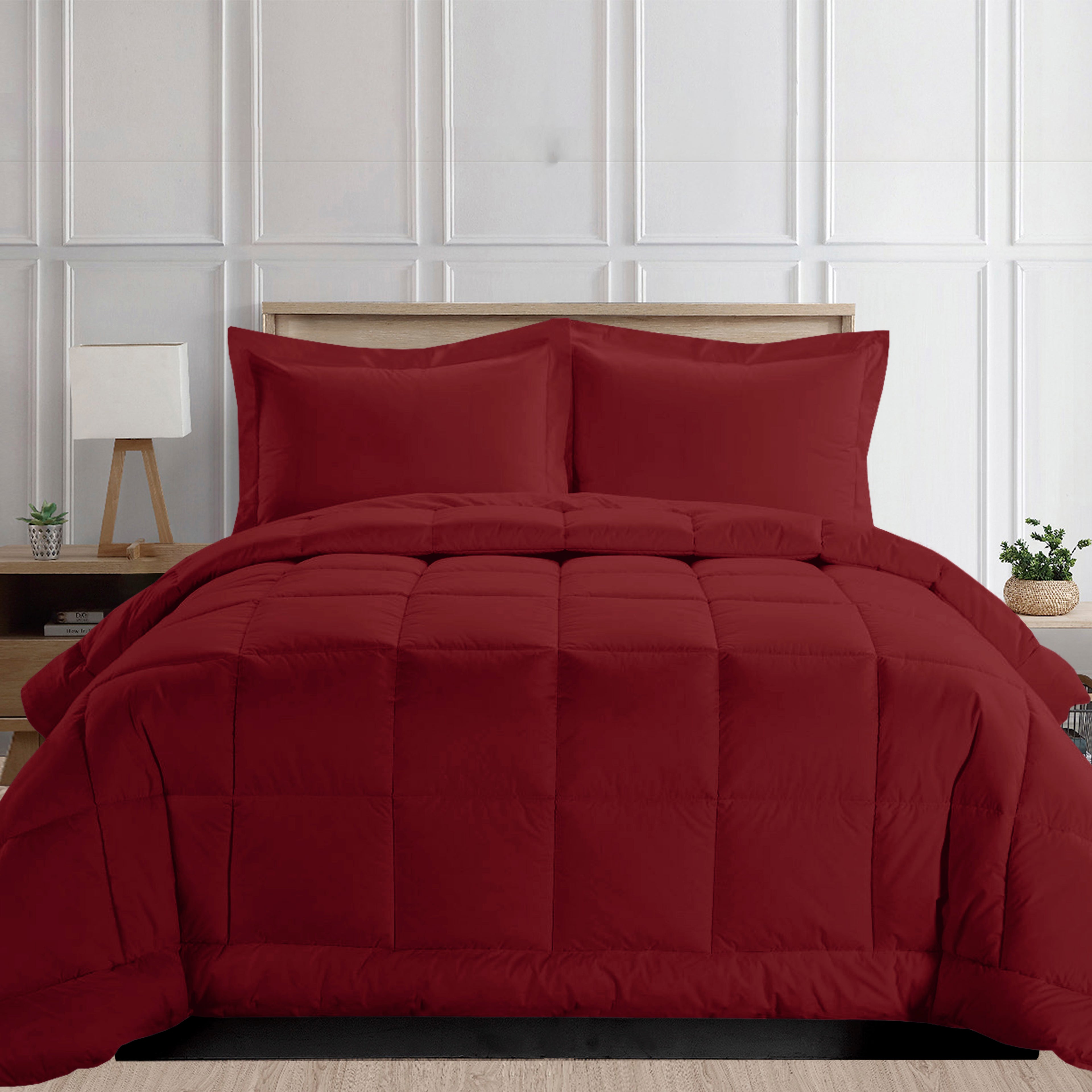 3-Piece Box Stitched Comforter & Shams - Duvet Insert with 4 Corner Tabs
