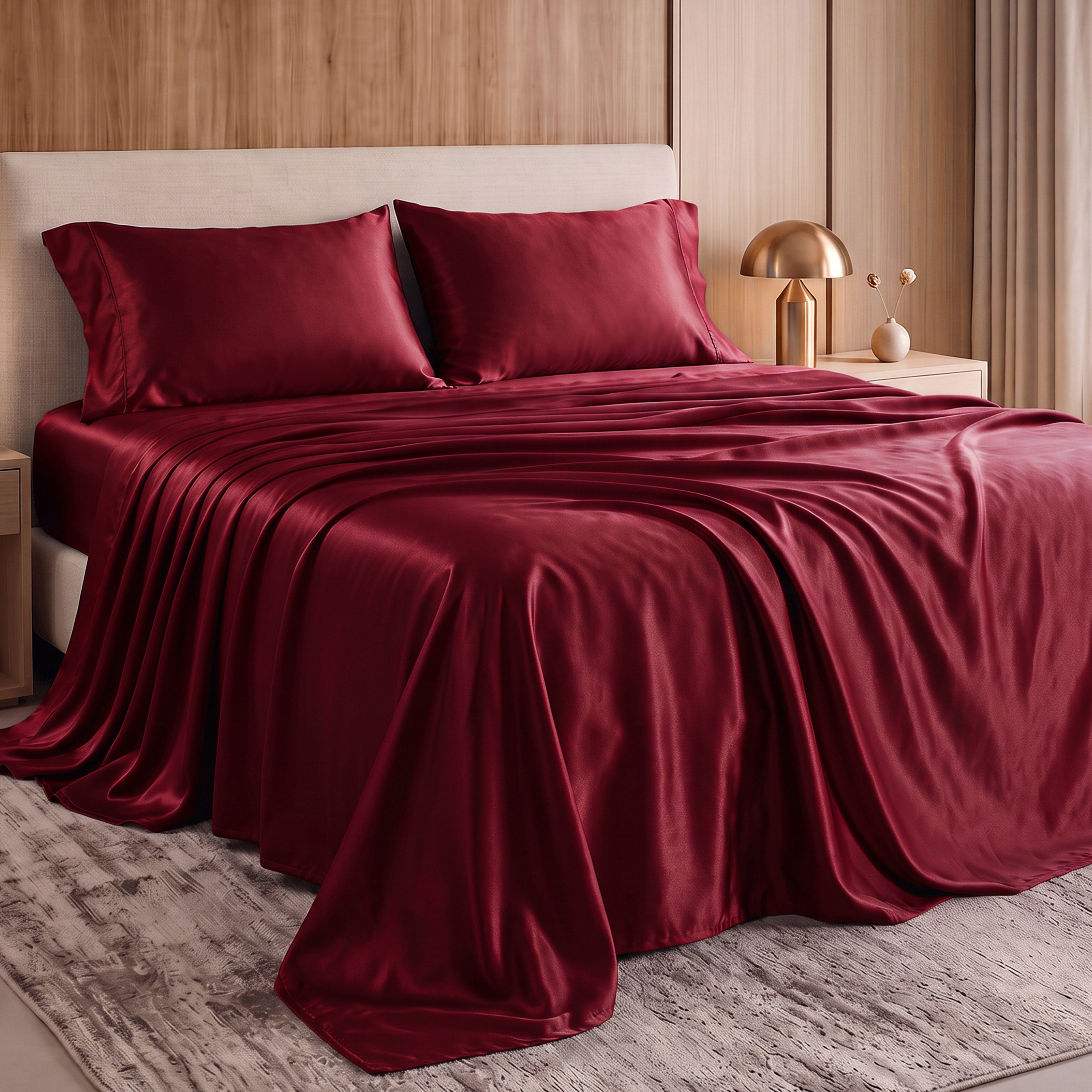 Fine 4-Piece Silky Satin Sheet Set, Moody Shades