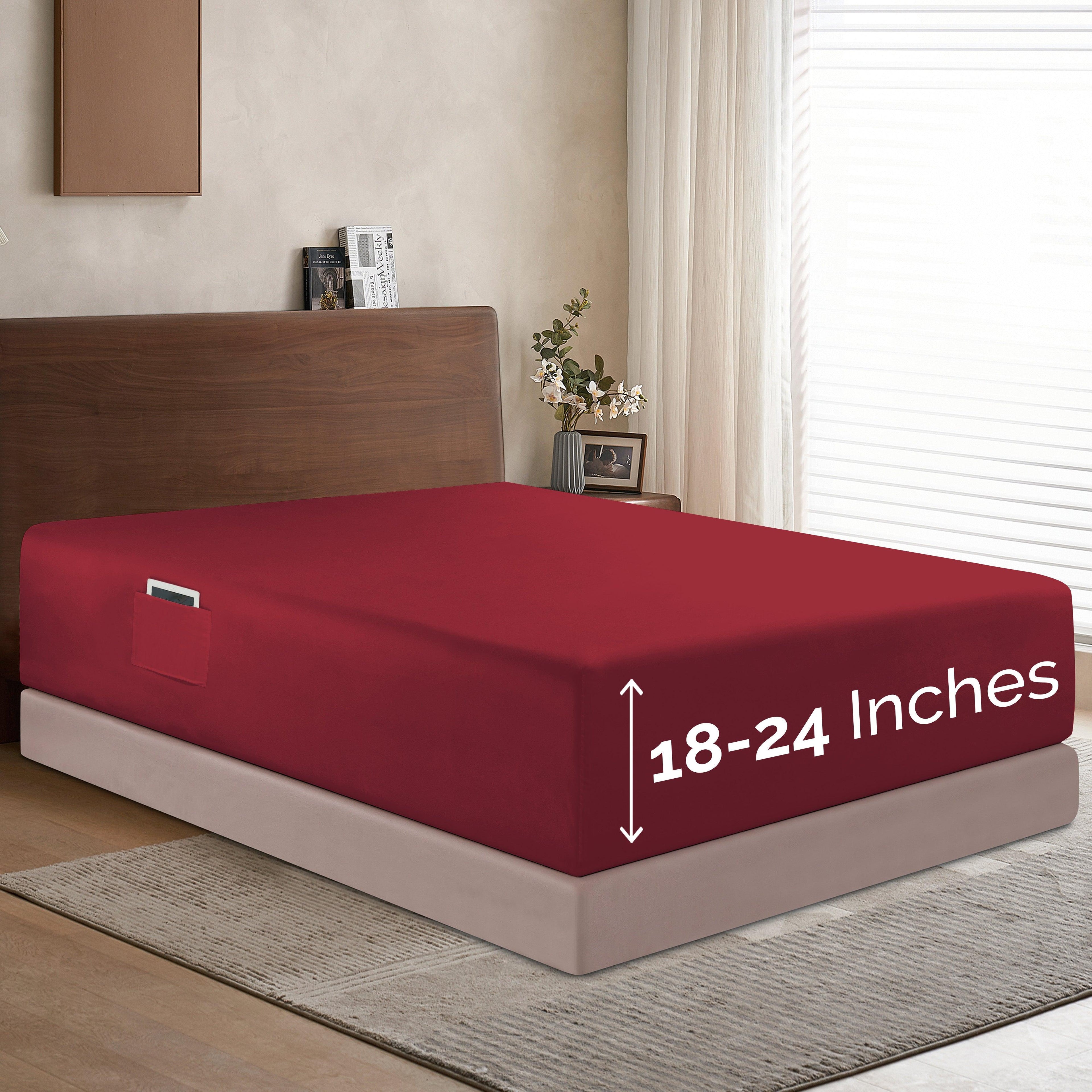Extra Deep Pocket 18"-24" Single Fitted Sheet for High Mattress, Moody Shades