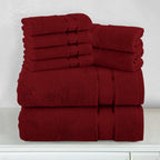 8-Piece Turkish Cotton Towel Set, 4 Washcloths, 2 Hand Towels and 2 Bath Towels