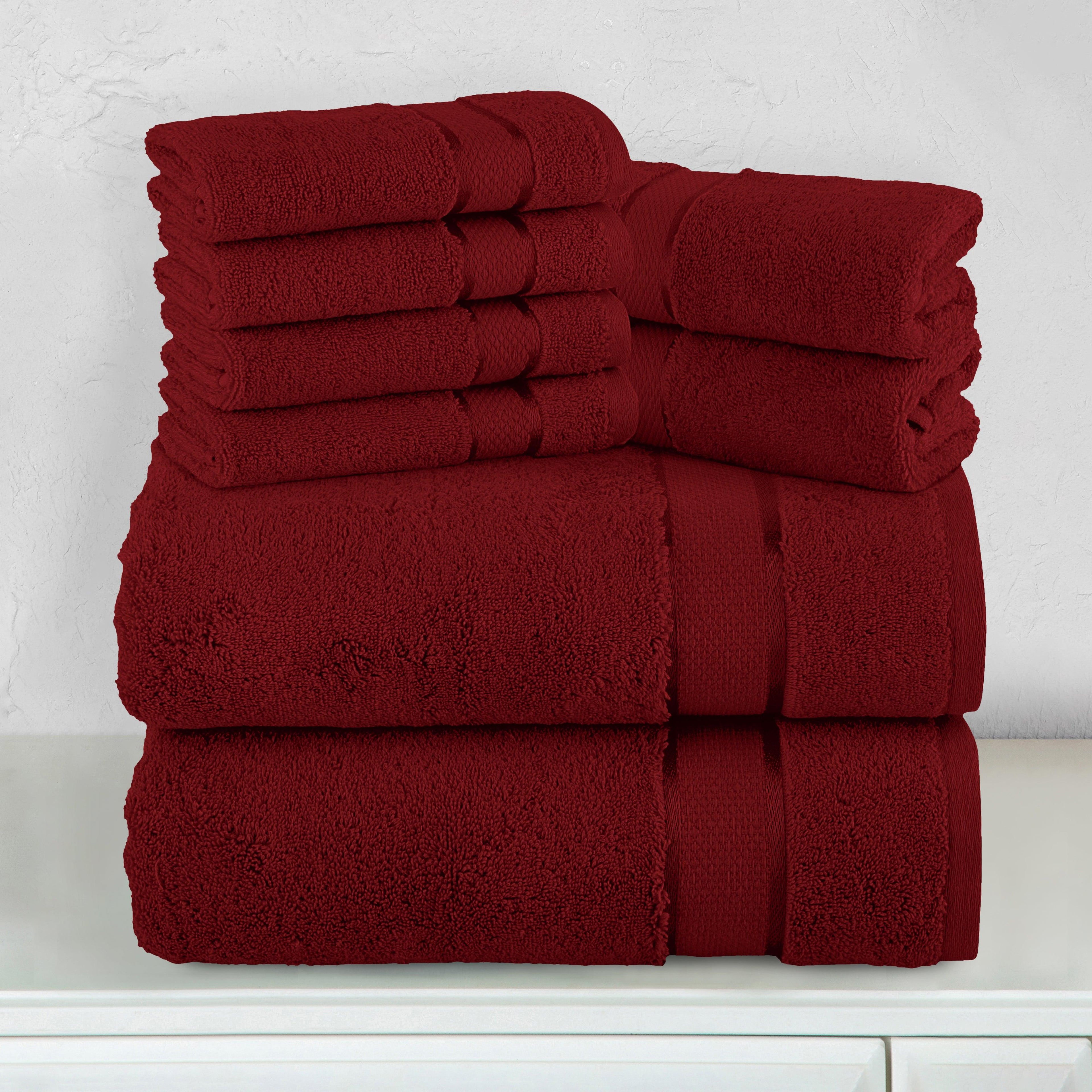 8-Piece Turkish Cotton Towel Set, 4 Washcloths, 2 Hand Towels and 2 Bath Towels