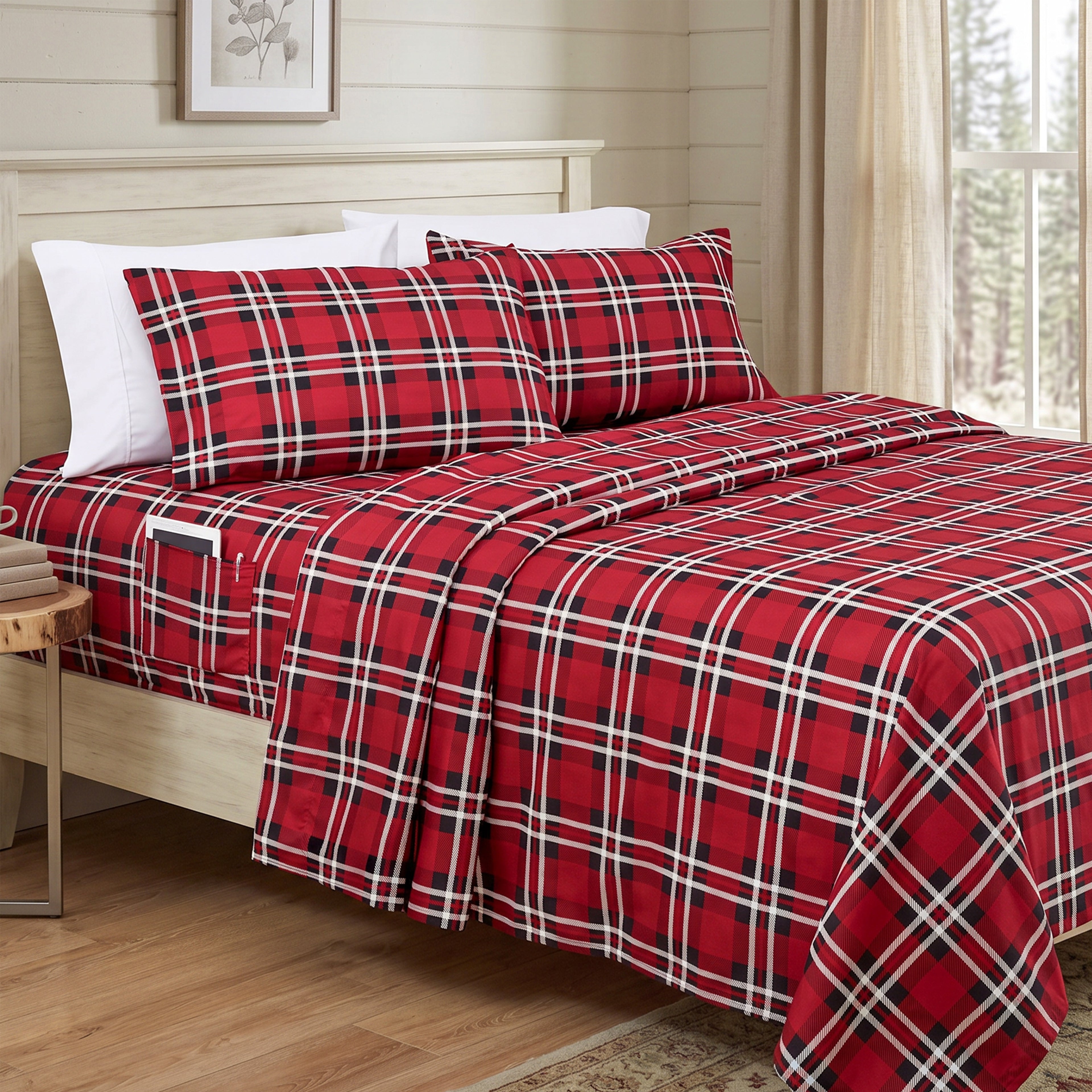 6-Piece Plaid Pattern Bed Sheet Set - Soft as a Hotel Premium Quality