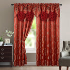 Set of 2 Aurora Curtain Panels- Attached Valance - Rod Pocket- 54" W x 84" L