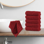 6-Pack Premium Turkish Cotton 4 Lines Stripe Washcloths Set, 13 x 13 inch